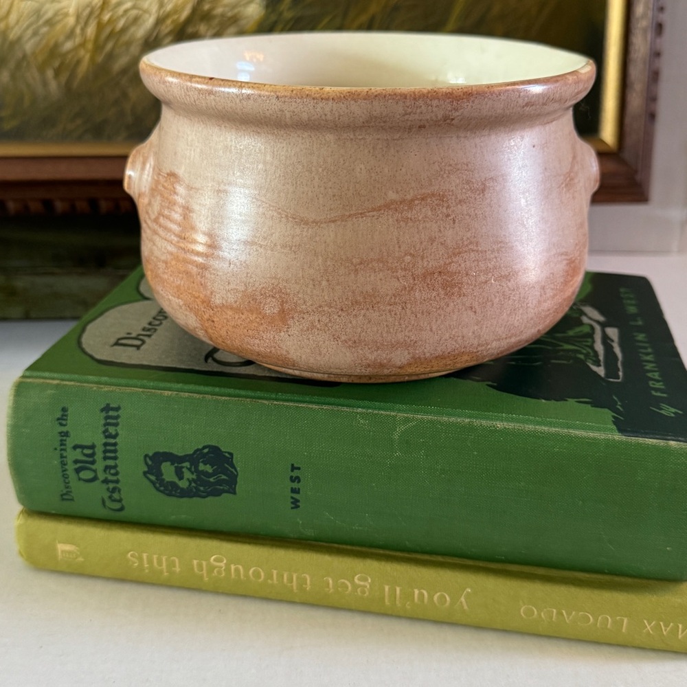 Vintage Rustic Glazed Ceramic Pottery Spittoon Pot Weathered Finish